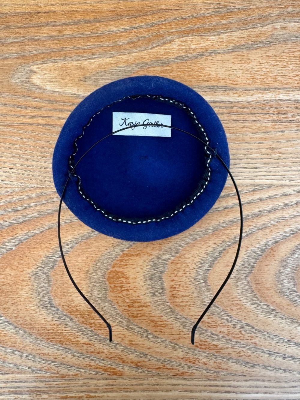Blue Wool Mini Beret Fascinator - Picture 3 of 4